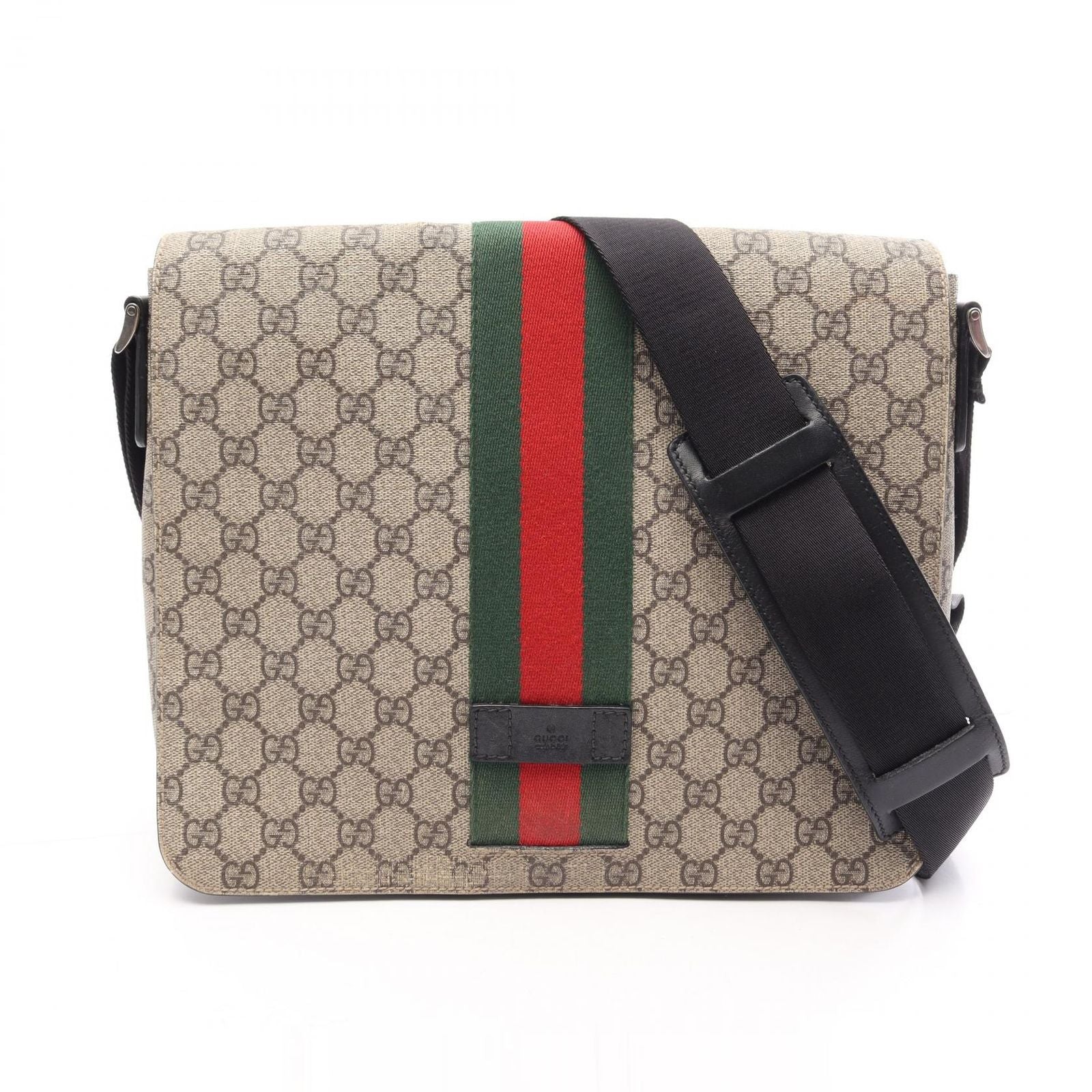 Gucci Shoulder Bag GG Supreme Beige Canvas Leather Sherry Line