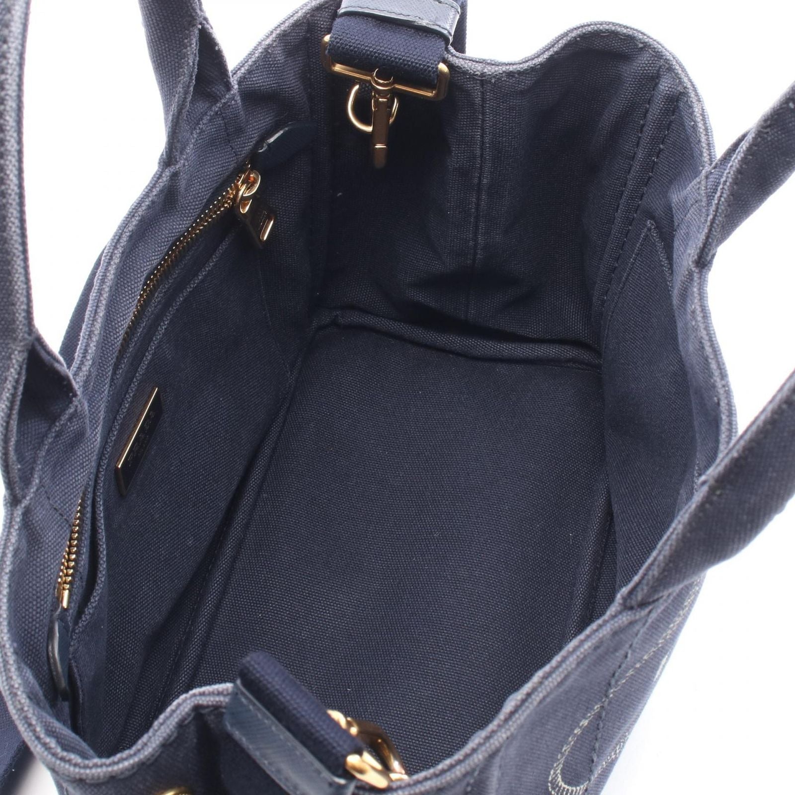 Prada Tote Bag Canapa 2-Way Navy Caviar Leather — view 3