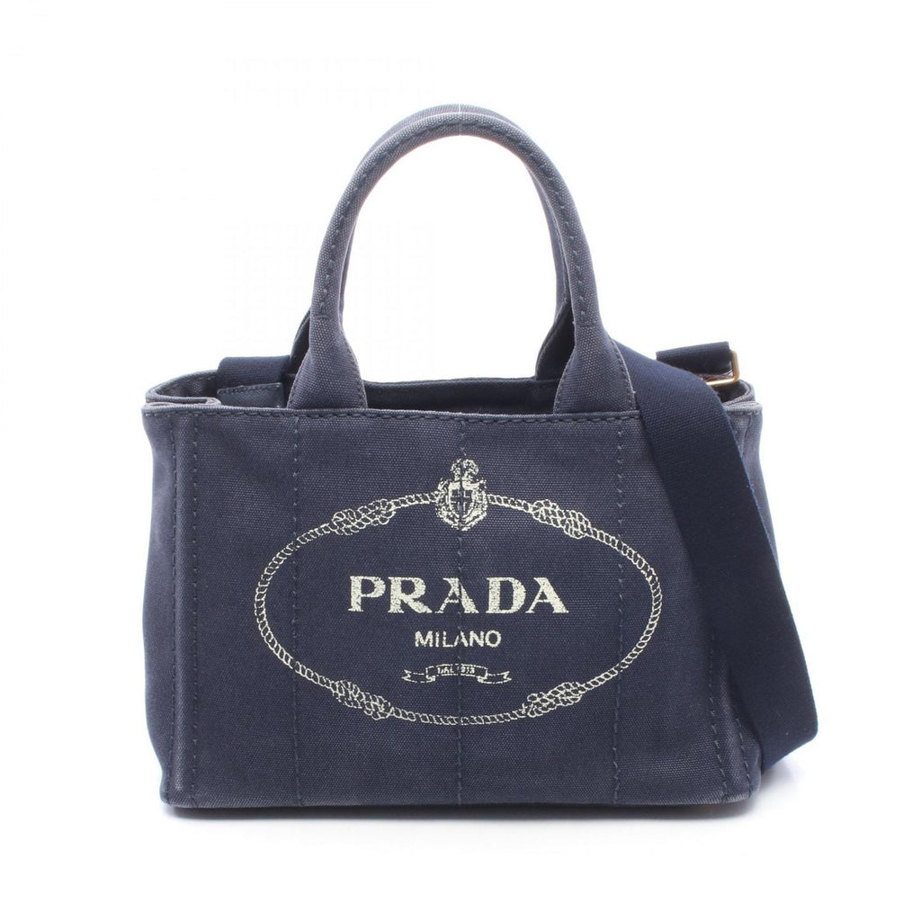 Prada Tote Bag Canapa 2-Way Navy Caviar Leather
