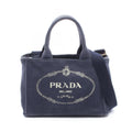 Prada Tote Bag Canapa 2-Way Navy Caviar Leather