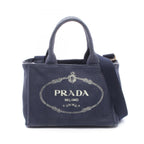 Prada Tote Bag Canapa 2-Way Navy Caviar Leather