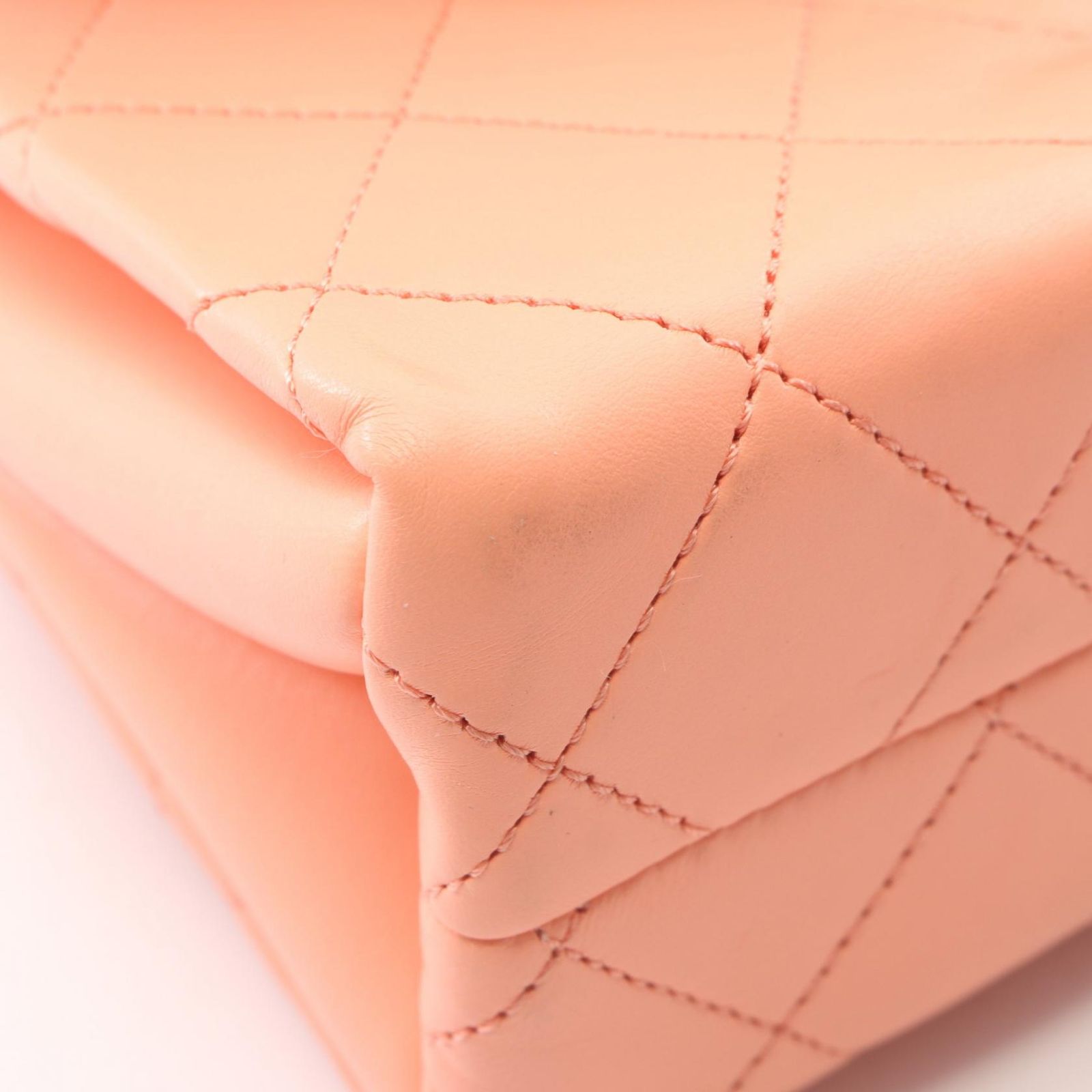 Chanel Shoulder Bag Quilted 2-Way Coral Pink Lambskin Small Flap Chain — view 7