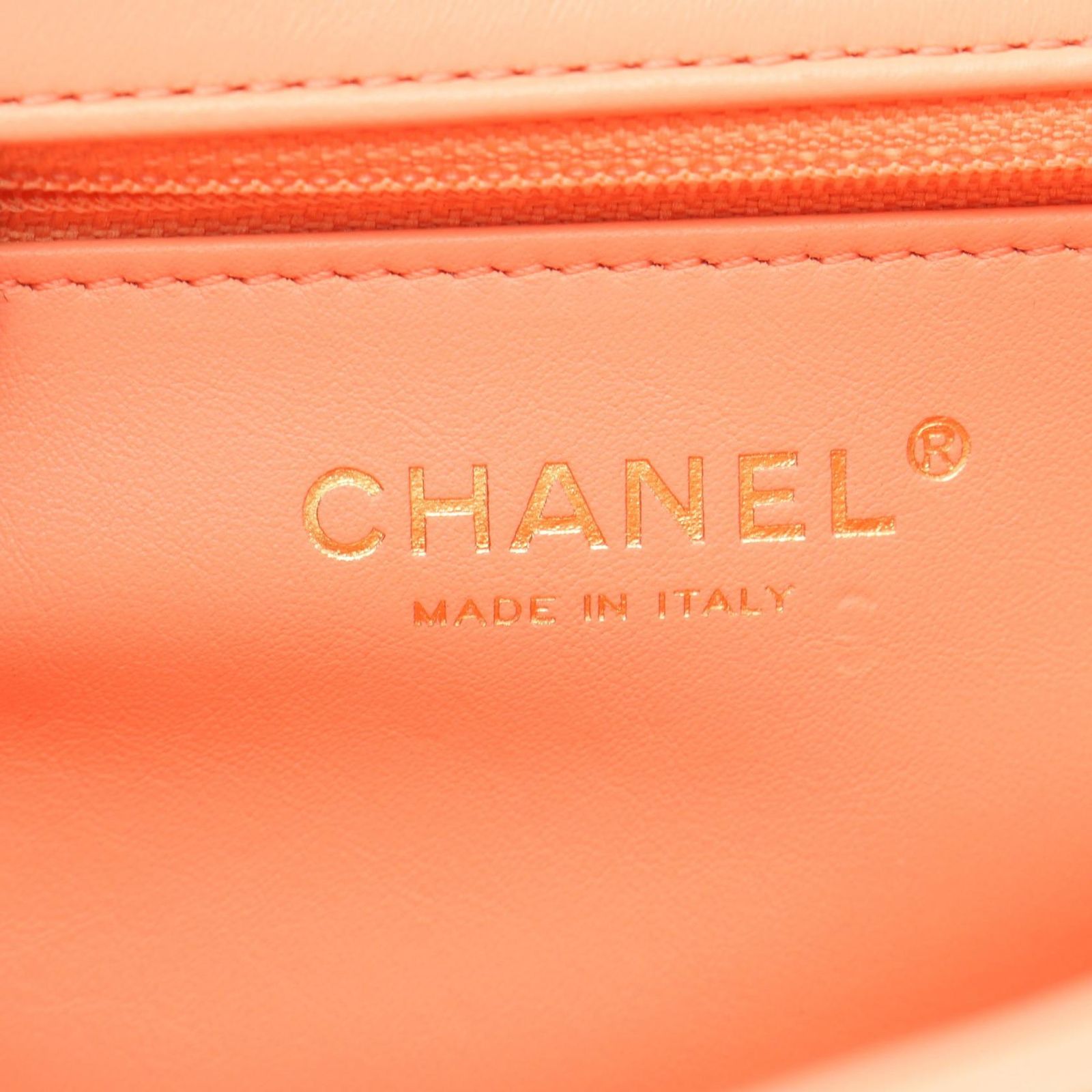 Chanel Shoulder Bag Quilted 2-Way Coral Pink Lambskin Small Flap Chain — view 4