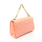 Chanel Shoulder Bag Quilted 2-Way Coral Pink Lambskin Small Flap Chain — view 2