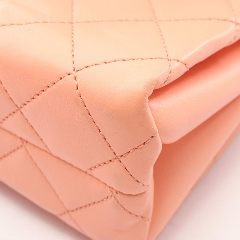Chanel Shoulder Bag Quilted 2-Way Coral Pink Lambskin Small Flap Chain — view 6