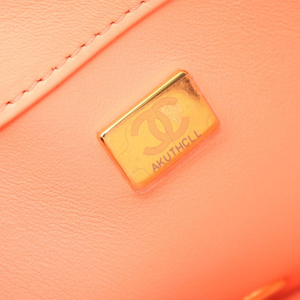 Chanel Shoulder Bag Quilted 2-Way Coral Pink Lambskin Small Flap Chain — view 5