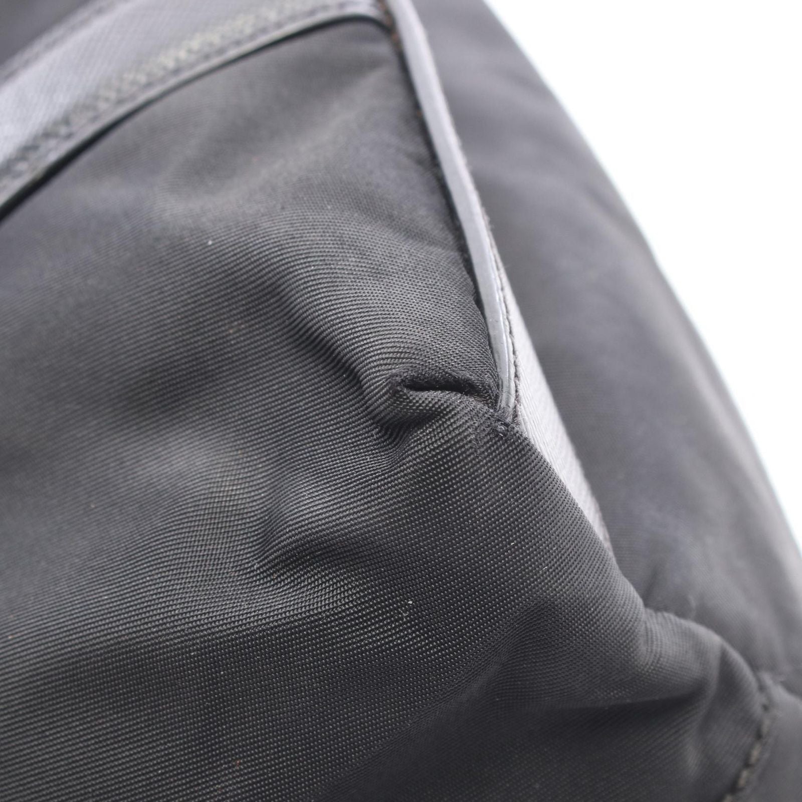 Prada Tote Bag Triangle Logo Black Nylon Saffiano Leather Mini — view 7