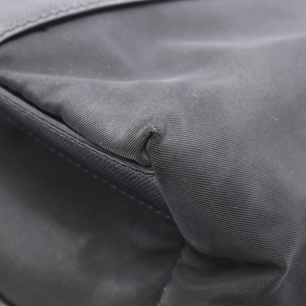 Prada Tote Bag Triangle Logo Black Nylon Saffiano Leather Mini — view 8