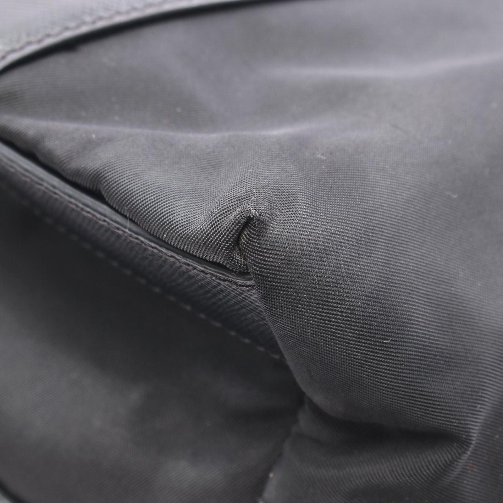 Prada Tote Bag Triangle Logo Black Nylon Saffiano Leather Mini — view 8