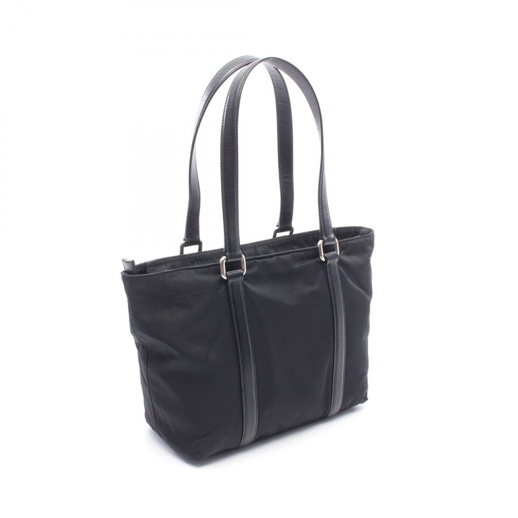 Prada Tote Bag Triangle Logo Black Nylon Saffiano Leather Mini — view 2
