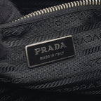 Prada Tote Bag Triangle Logo Black Nylon Saffiano Leather Mini — view 4