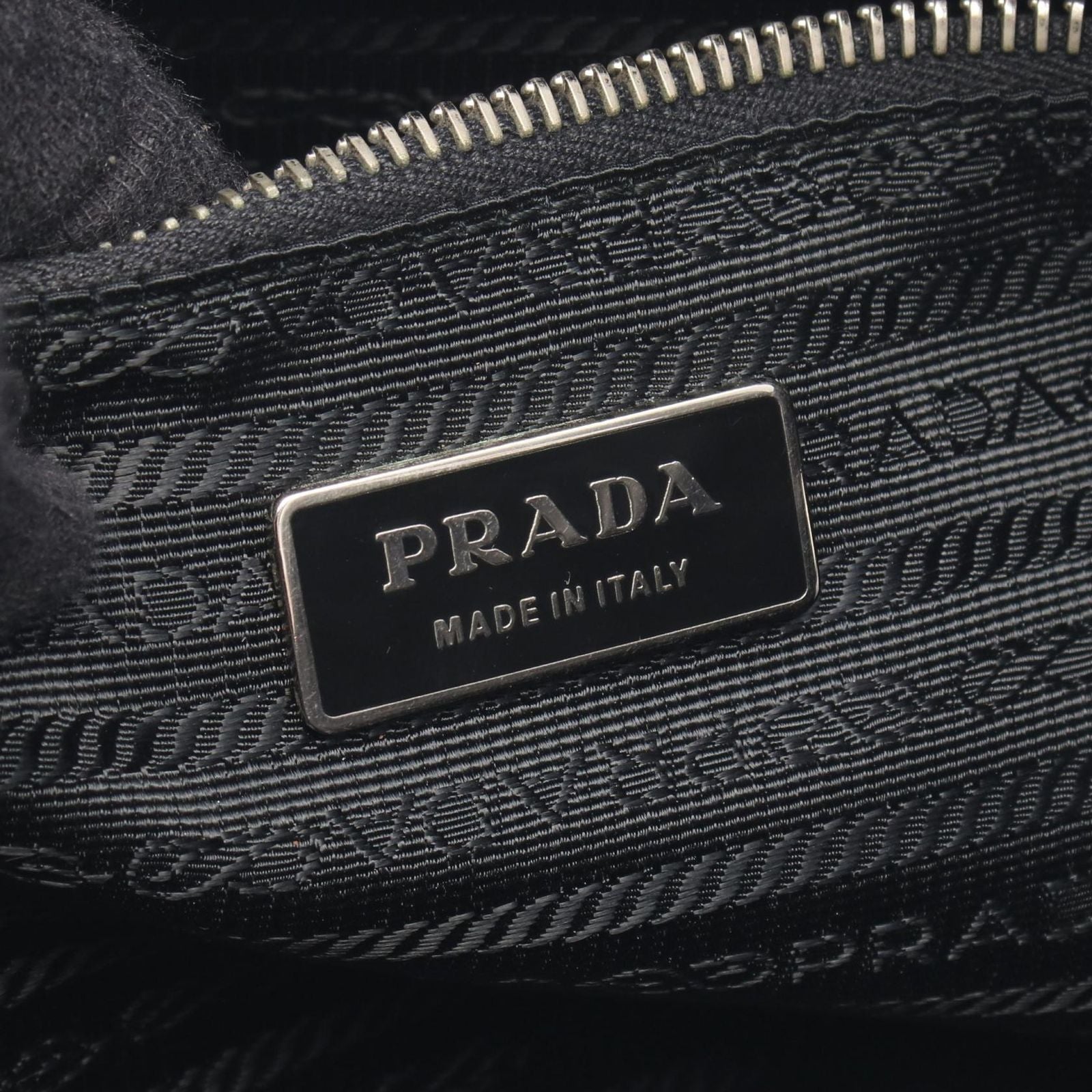 Prada Tote Bag Triangle Logo Black Nylon Saffiano Leather Mini — view 4