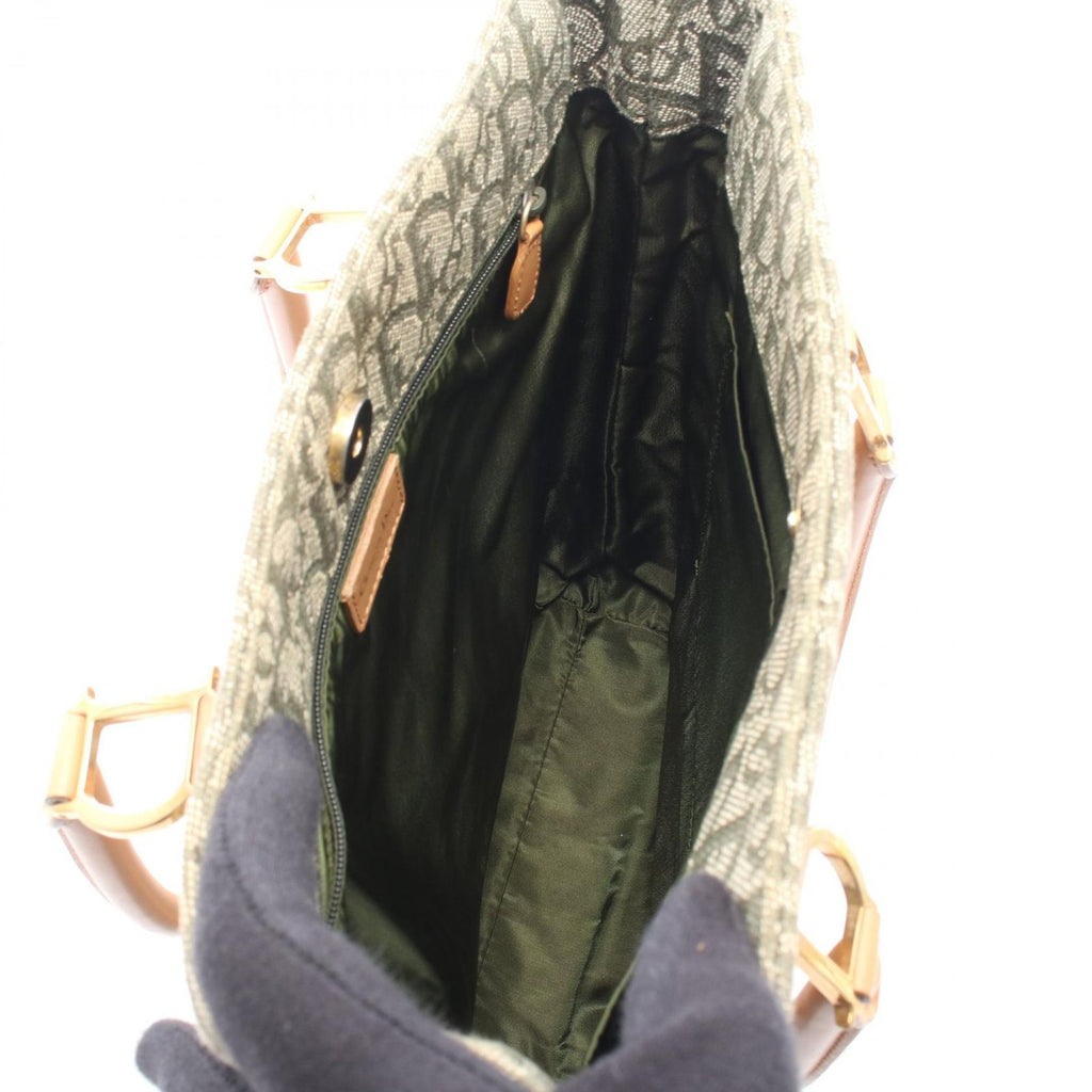 Dior Tote Bag Trotter Green Beige Canvas Leather — view 3
