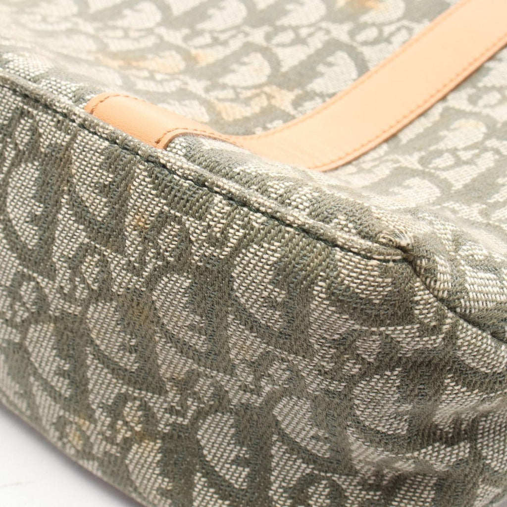 Dior Tote Bag Trotter Green Beige Canvas Leather — view 8
