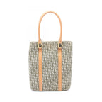 Dior Tote Bag Trotter Green Beige Canvas Leather