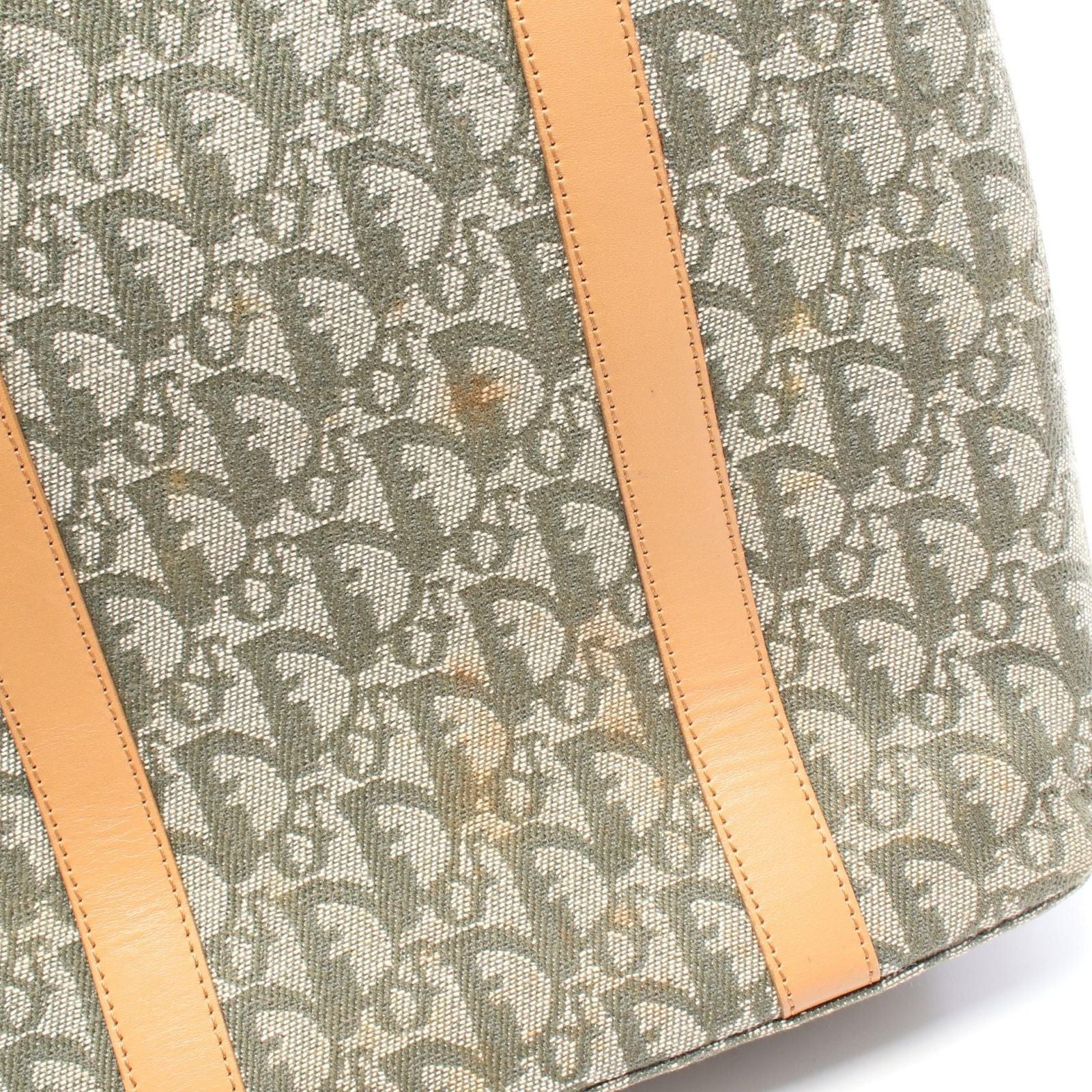 Dior Tote Bag Trotter Green Beige Canvas Leather — view 6