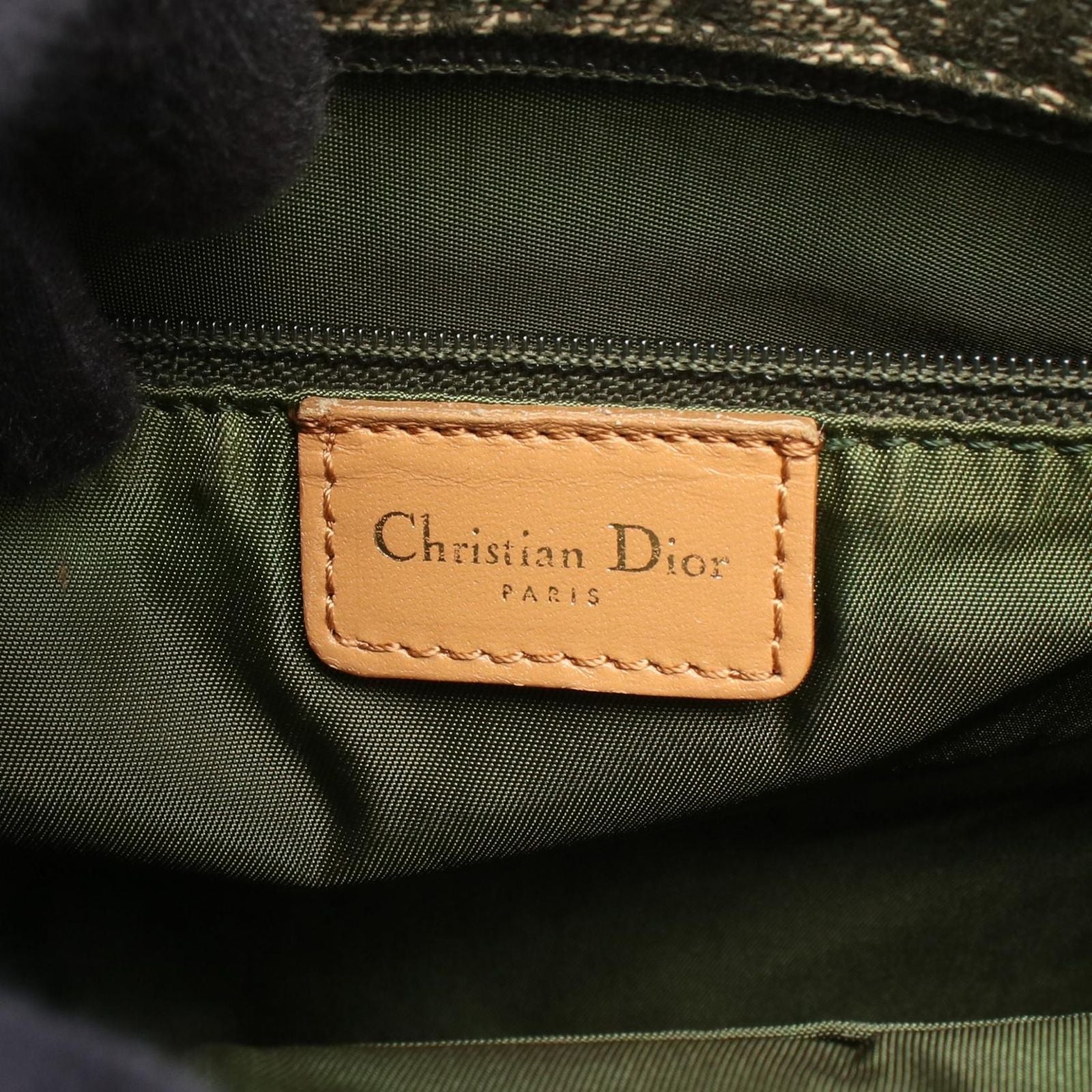 Dior Tote Bag Trotter Green Beige Canvas Leather — view 4