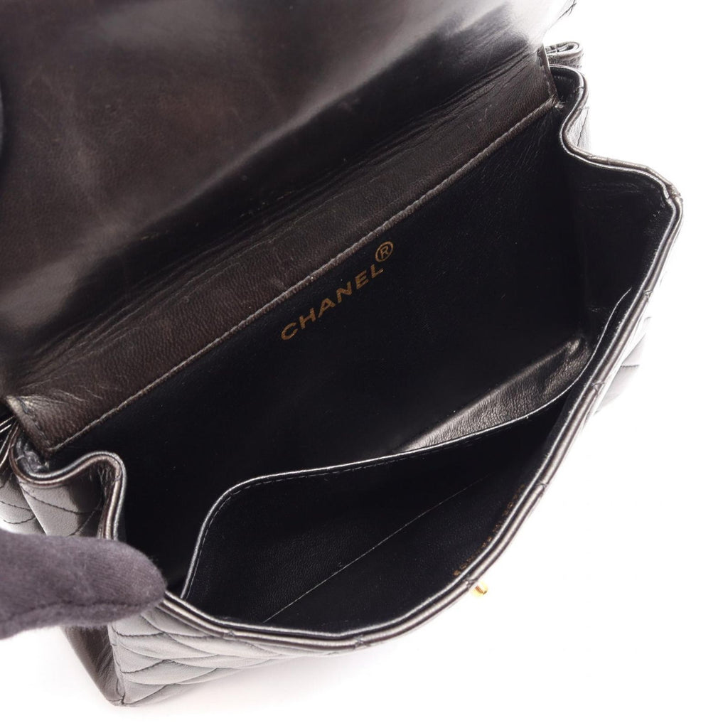 Chanel Shoulder Bag Quilted Face Black Lambskin Chain — view 3