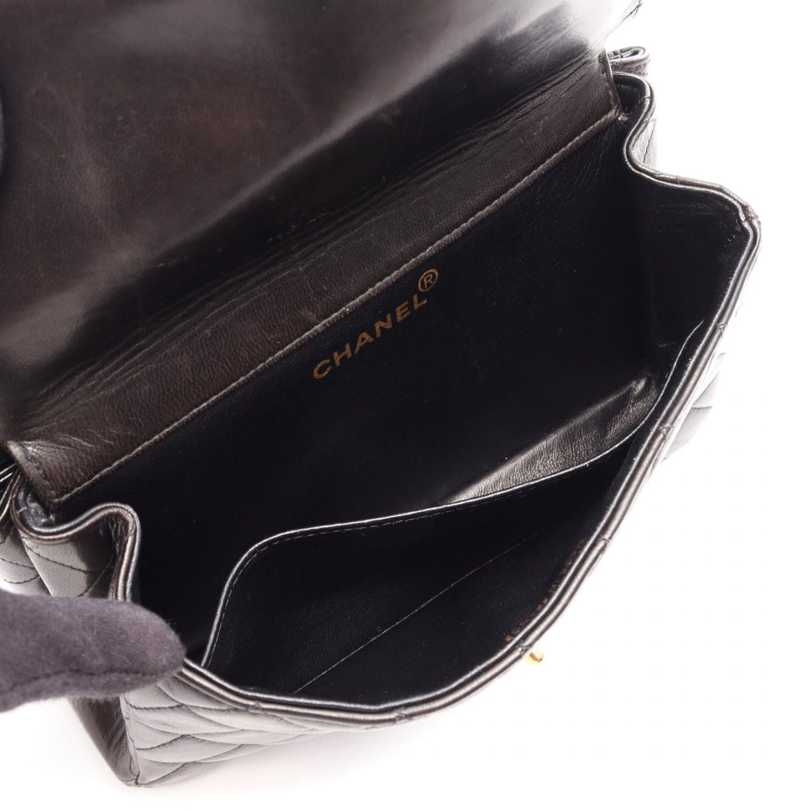 Chanel Shoulder Bag Quilted Face Black Lambskin Chain — view 3