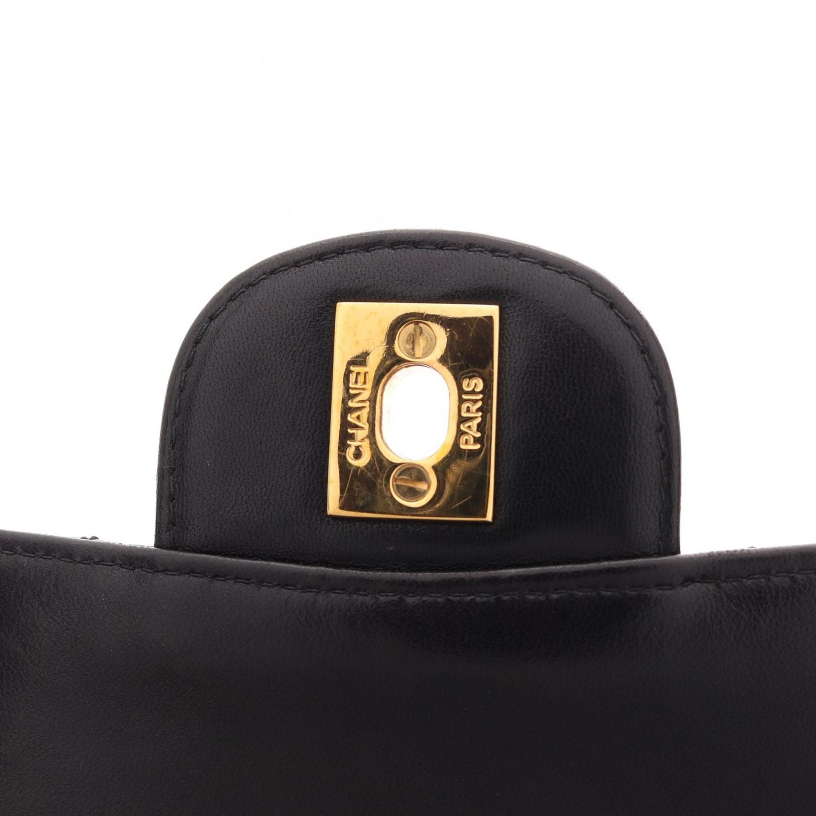 Chanel Shoulder Bag Quilted Face Black Lambskin Chain — view 8