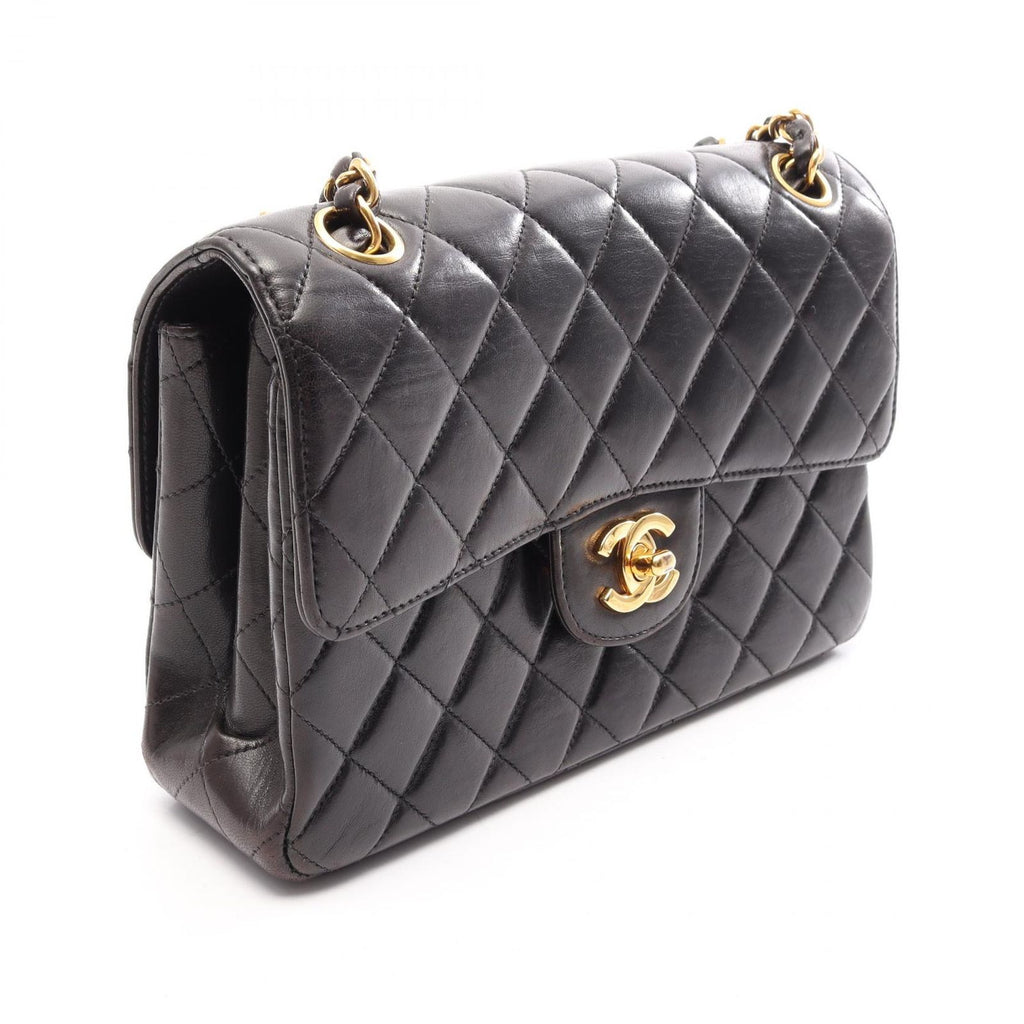 Chanel Shoulder Bag Quilted Face Black Lambskin Chain — view 2