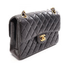 Chanel Shoulder Bag Quilted Face Black Lambskin Chain — view 2