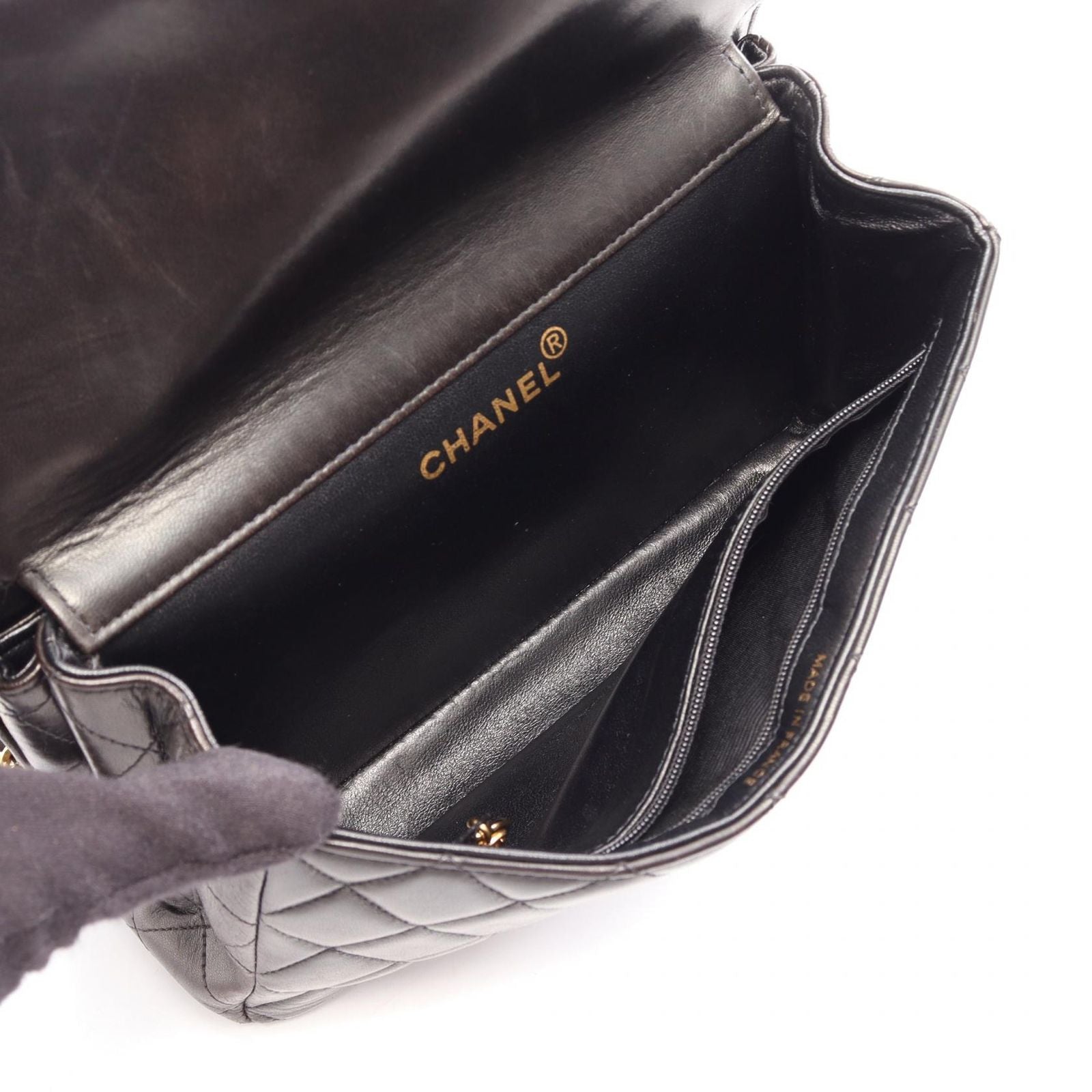 Chanel Shoulder Bag Quilted Face Black Lambskin Chain — view 4