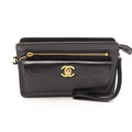 Chanel Clutch CC Logo Black Lambskin Second
