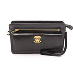Chanel Clutch CC Logo Black Lambskin Second
