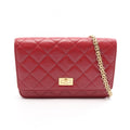 Chanel Shoulder Bag 2.55 Quilted Red Calfskin Chain Wallet