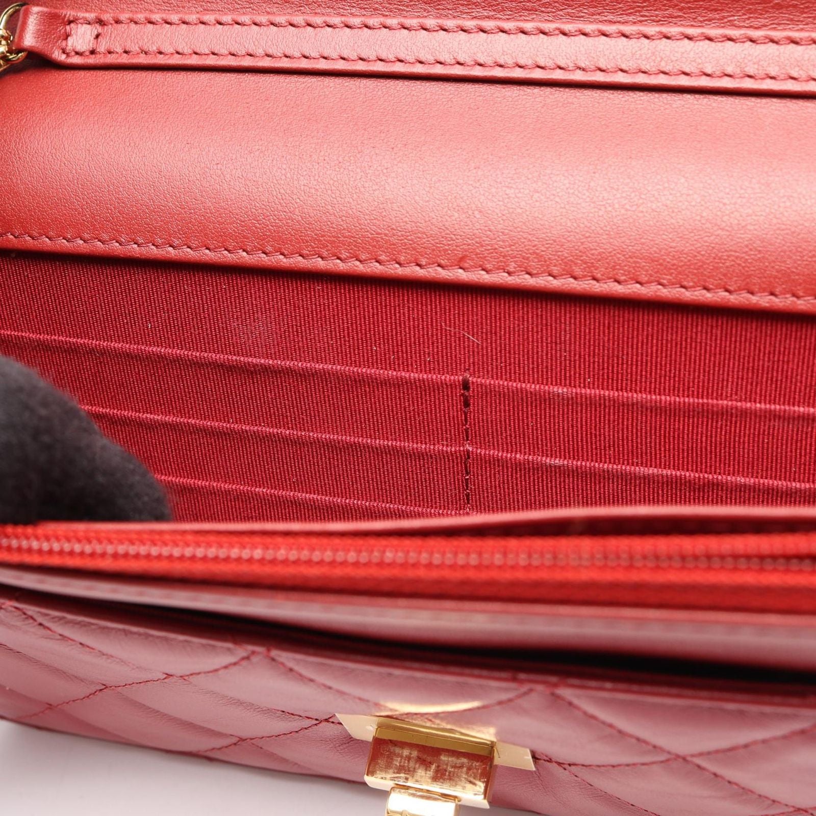 Chanel Shoulder Bag 2.55 Quilted Red Calfskin Chain Wallet — view 6