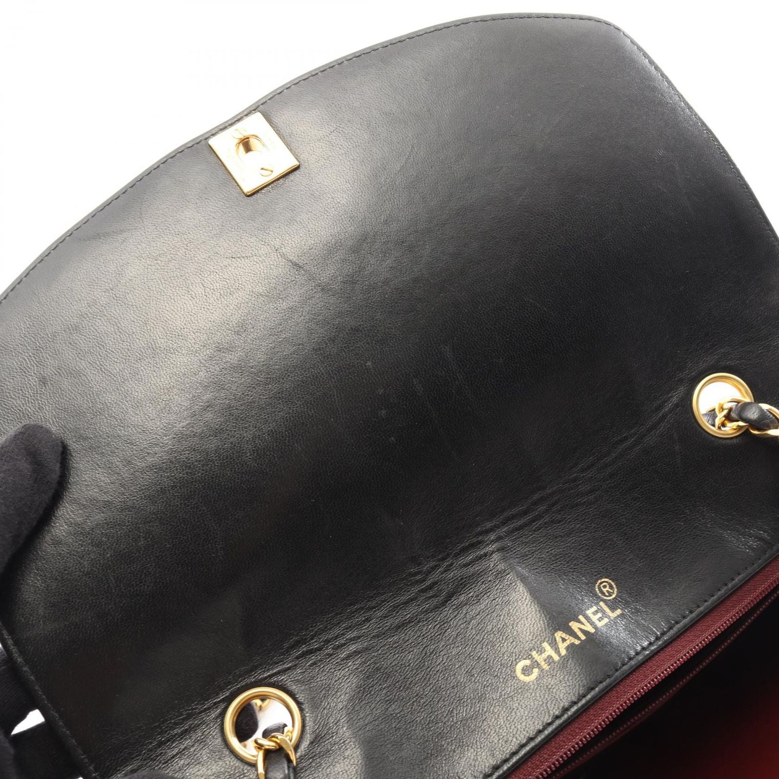 Chanel Shoulder Bag Quilted Diana Flap Black Lambskin Chain — view 6