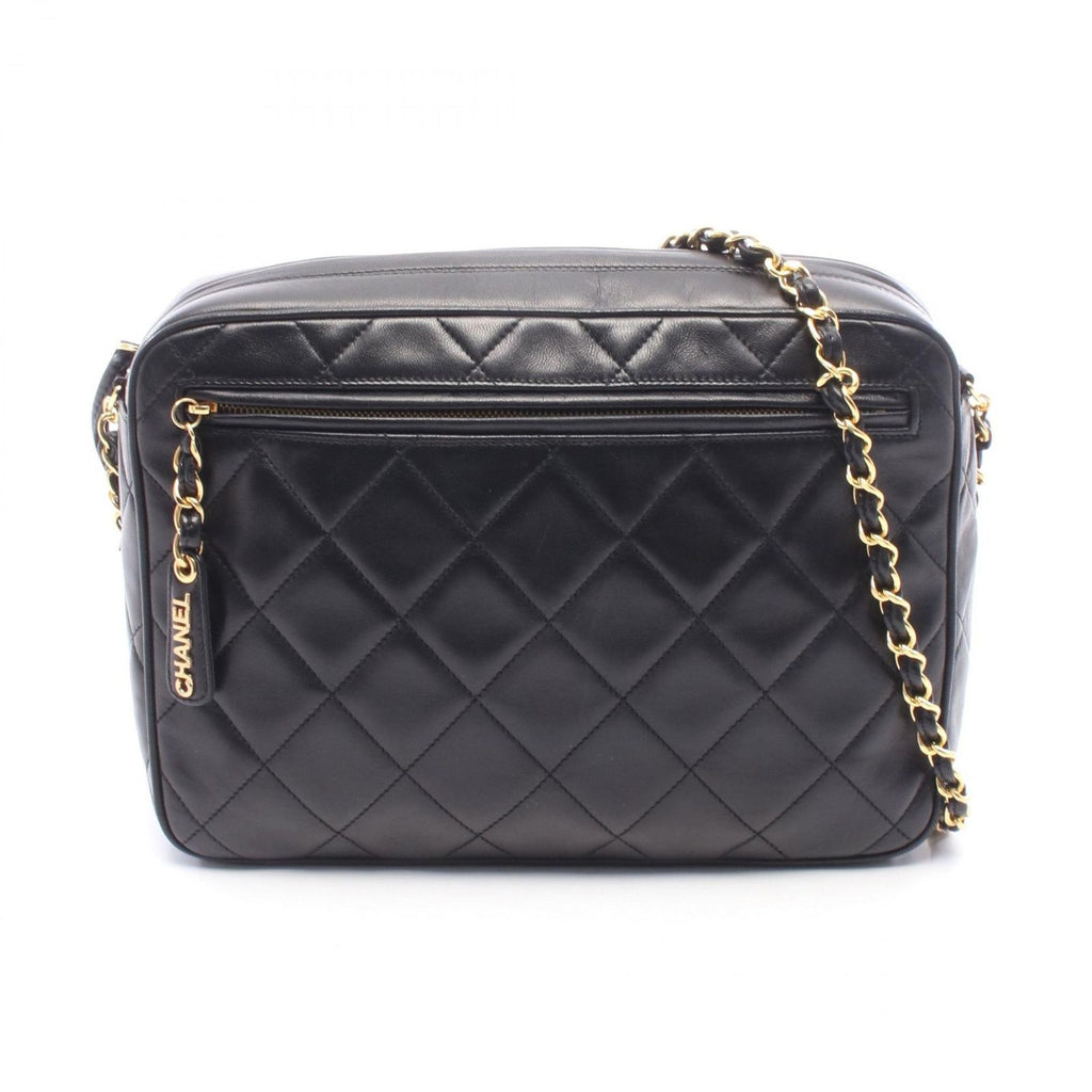 Chanel Shoulder Bag Quilted Black Lambskin Chain