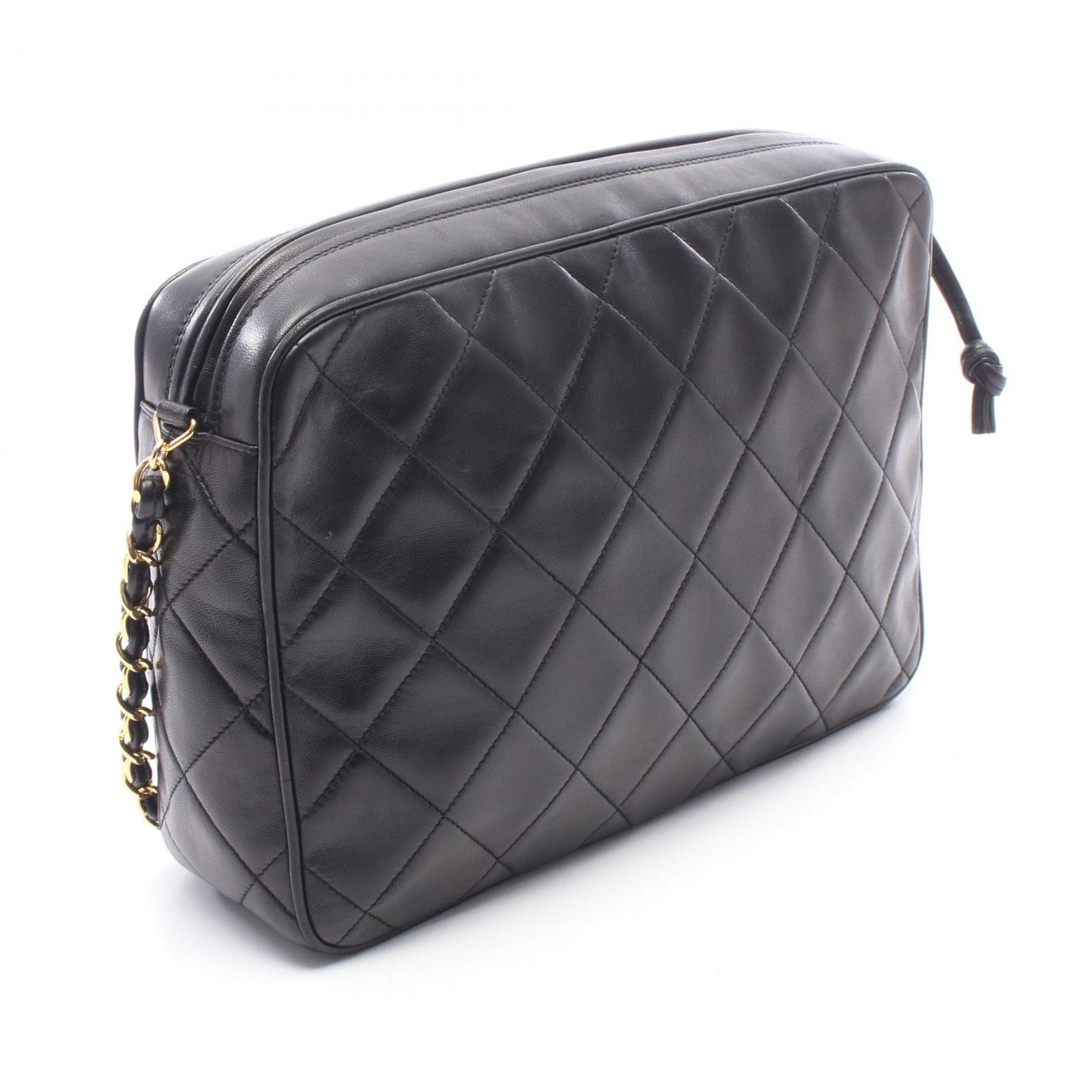 Chanel Shoulder Bag Quilted Black Lambskin Chain — view 2