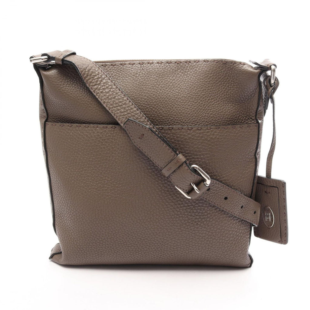 Fendi Shoulder Bag Selleria Gray Leather