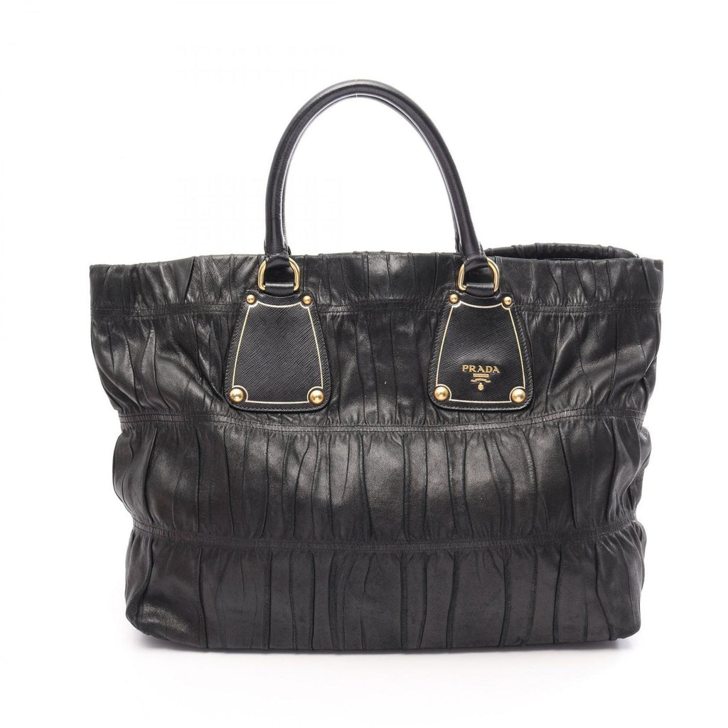 Prada Tote Bag Gaufre Black Leather Gaufle