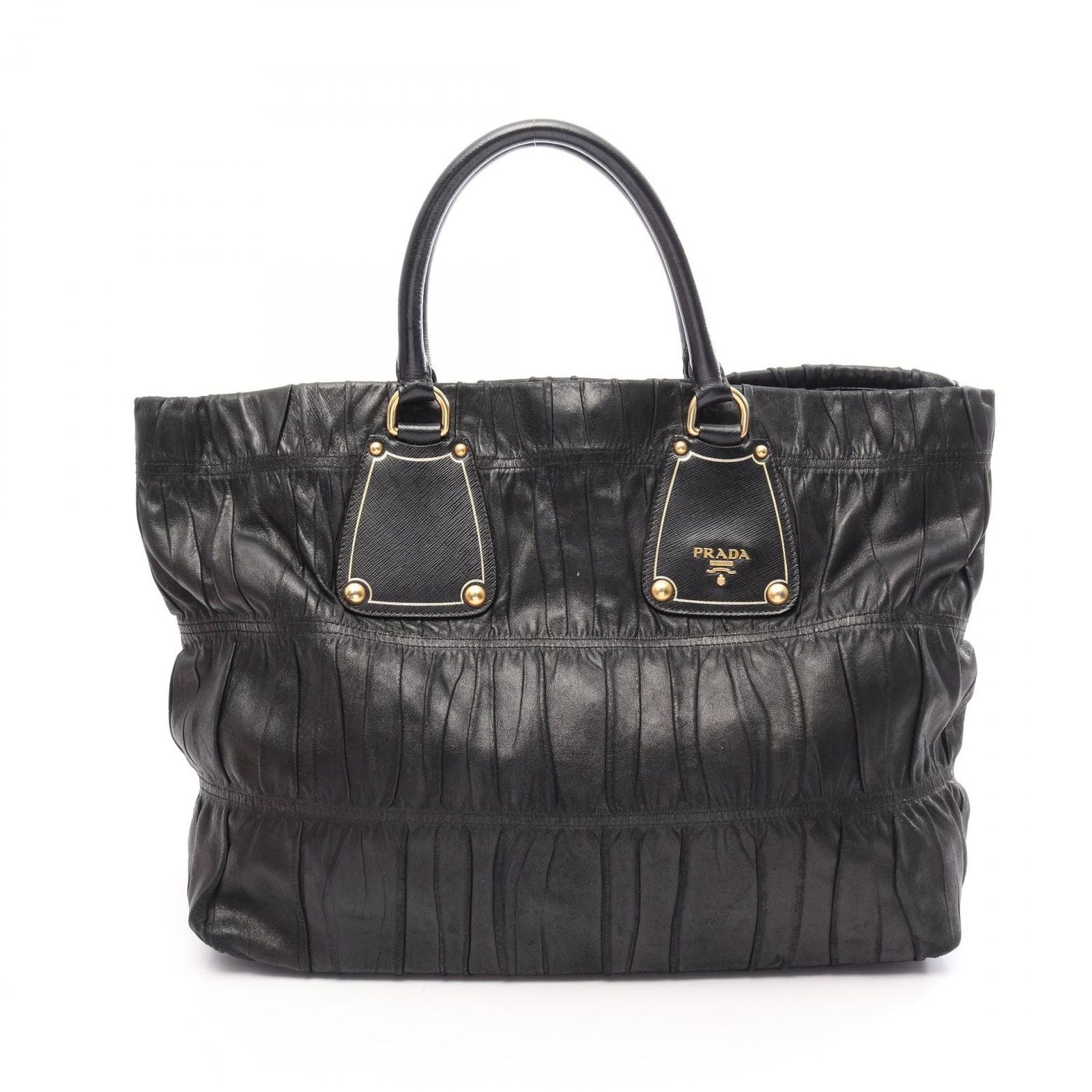Prada Tote Bag Gaufre Black Leather Gaufle