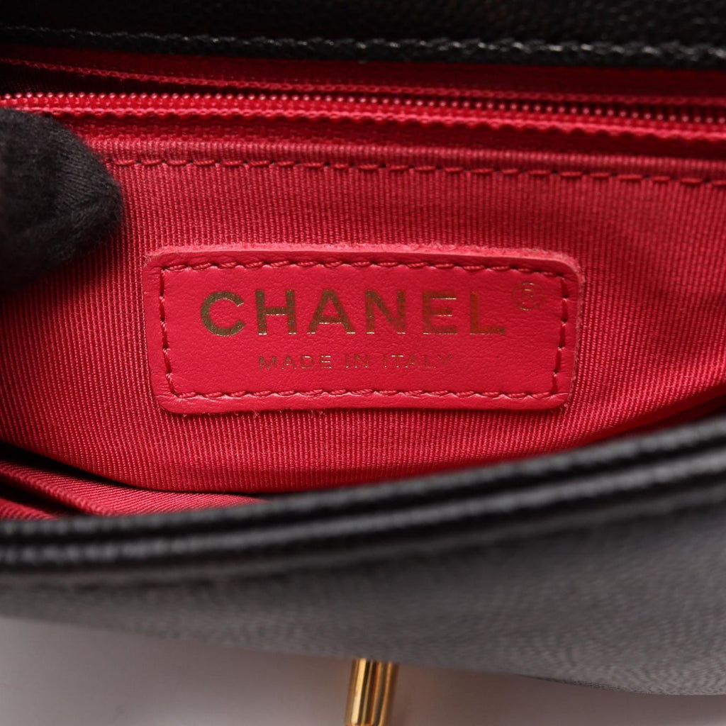 Chanel Shoulder Bag Quilted Full Flap 2-Way Black Caviar Leather Mini Chain — view 4