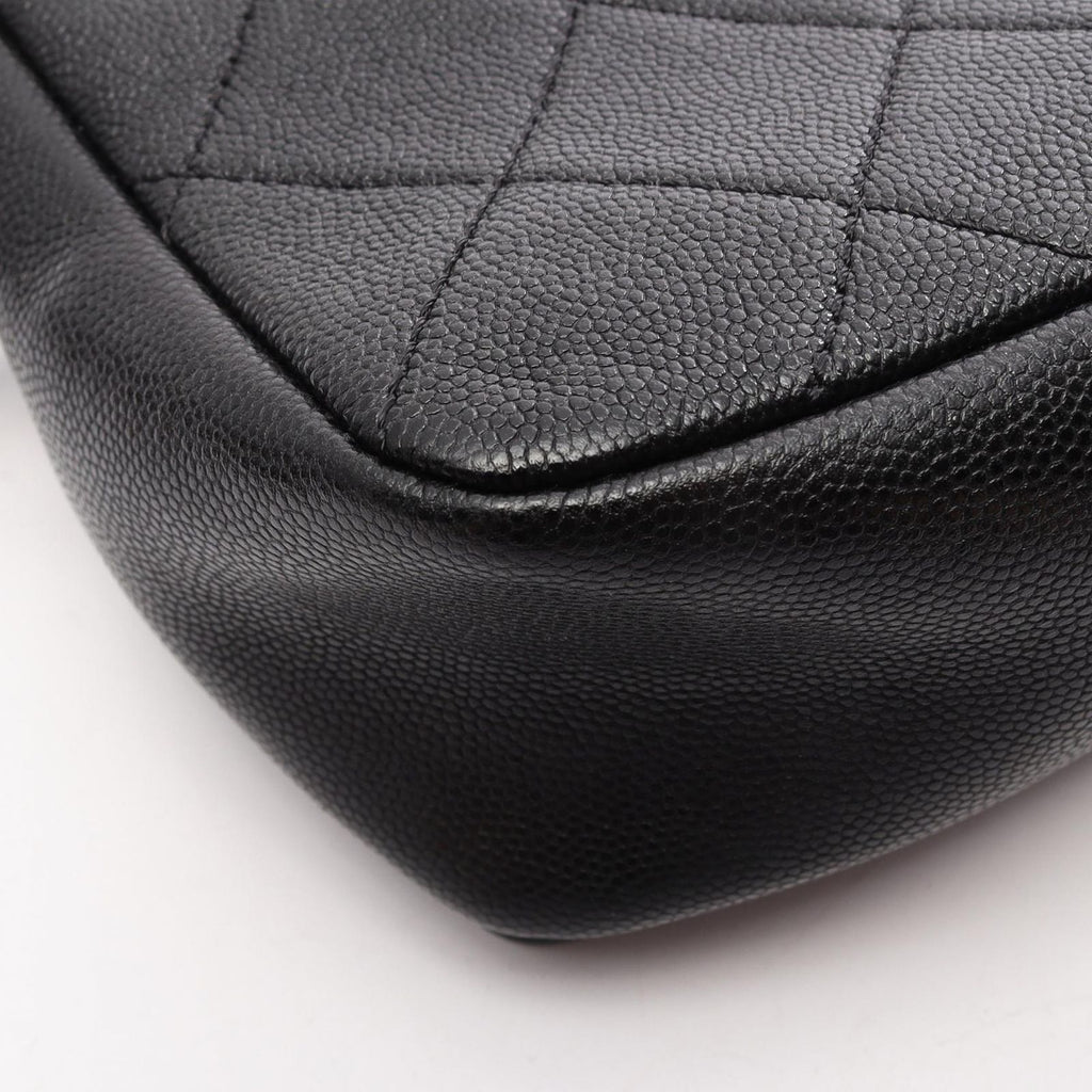 Chanel Shoulder Bag Quilted Full Flap 2-Way Black Caviar Leather Mini Chain — view 6