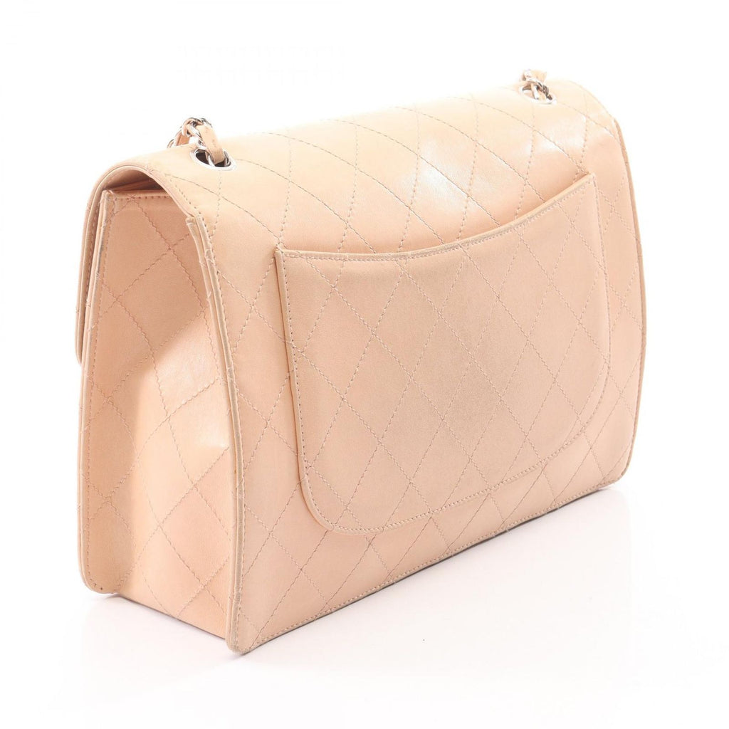 Chanel Shoulder Bag Maxi Quilted Chain Beige Lambskin — view 2
