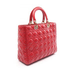 Dior Lady Dior Large 2-Way Red Leather Lady Dior Cannage Tote Bag — view 2