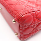 Dior Lady Dior Large 2-Way Red Leather Lady Dior Cannage Tote Bag — view 5