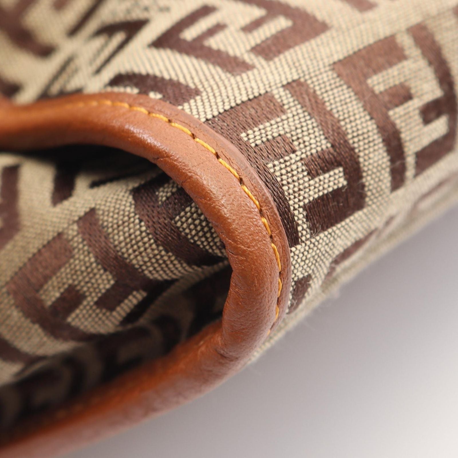 Fendi Tote Zucchino Beige Brown Canvas Handbag — view 5