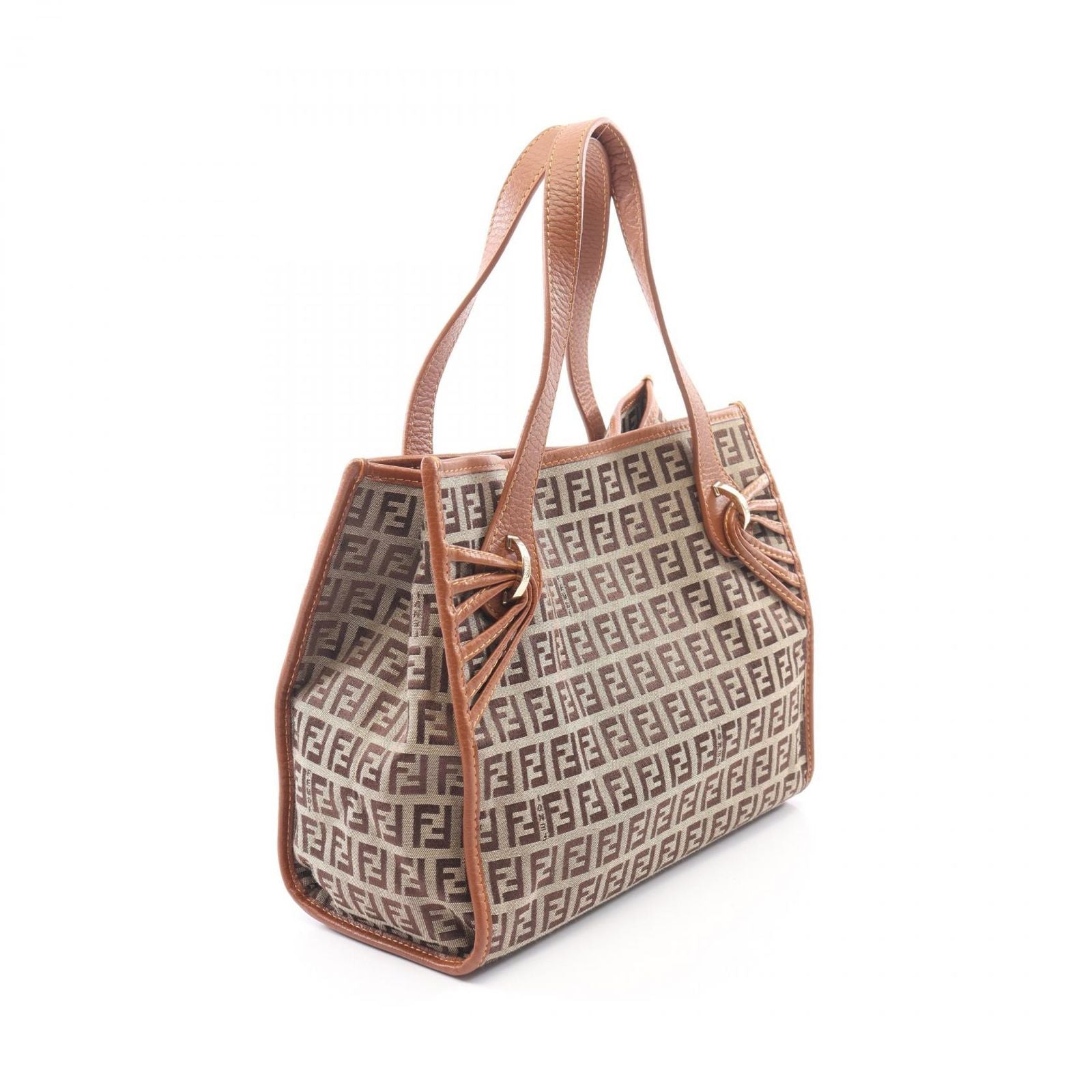 Fendi Tote Zucchino Beige Brown Canvas Handbag — view 2