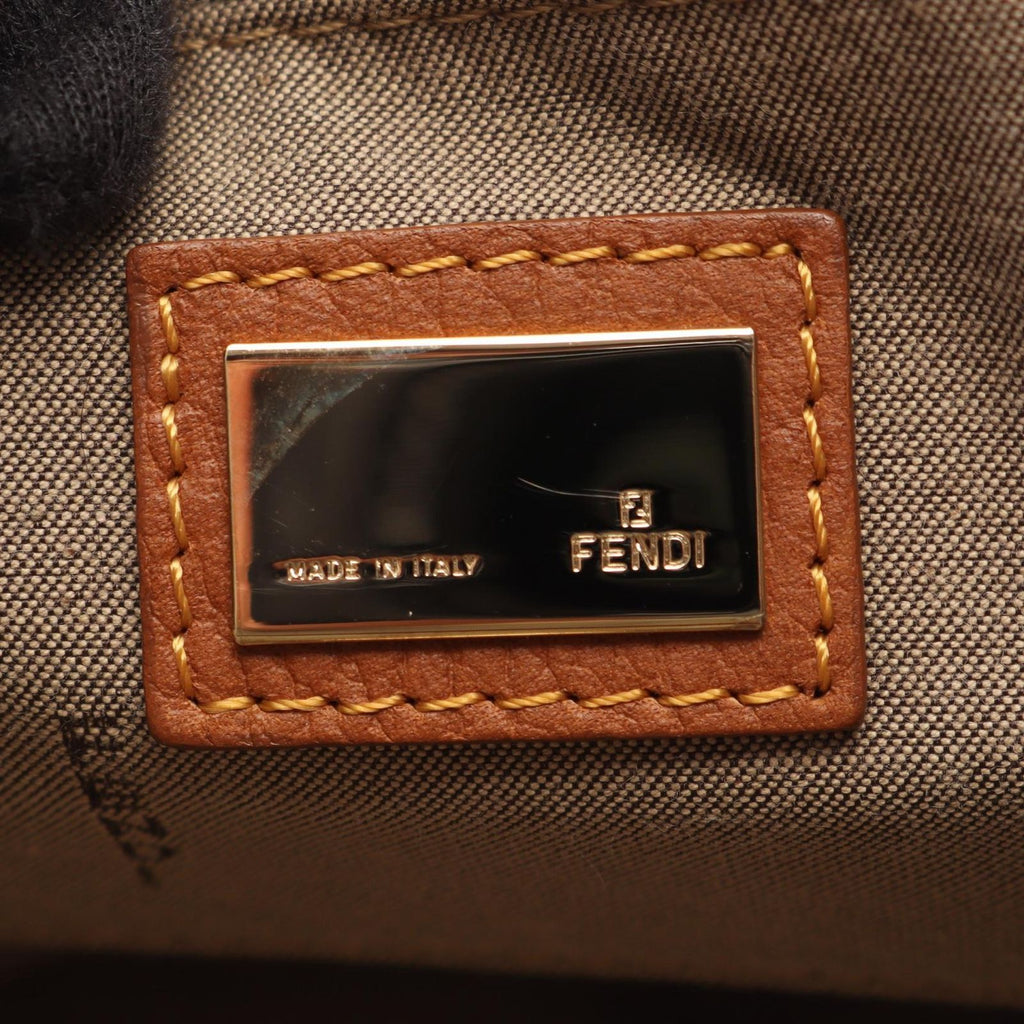 Fendi Tote Zucchino Beige Brown Canvas Handbag — view 4
