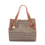 Fendi Tote Zucchino Beige Brown Canvas Handbag