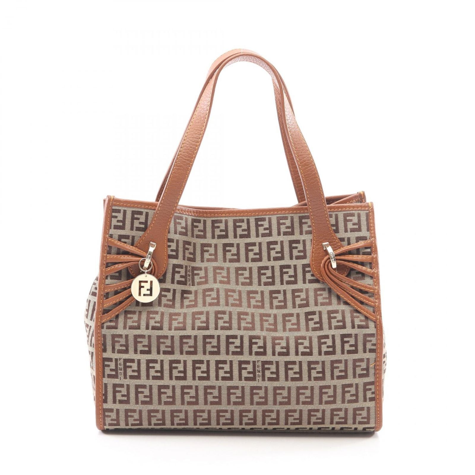 Fendi Tote Zucchino Beige Brown Canvas Handbag