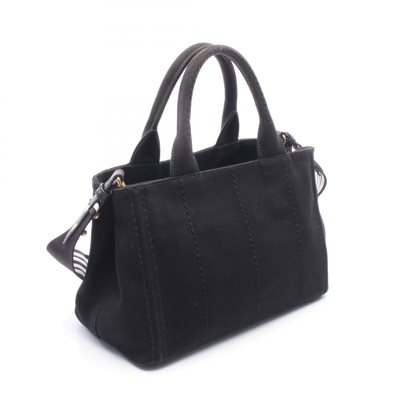 Prada Tote Bag Canapa 2-Way Black White Canvas Mini — view 2