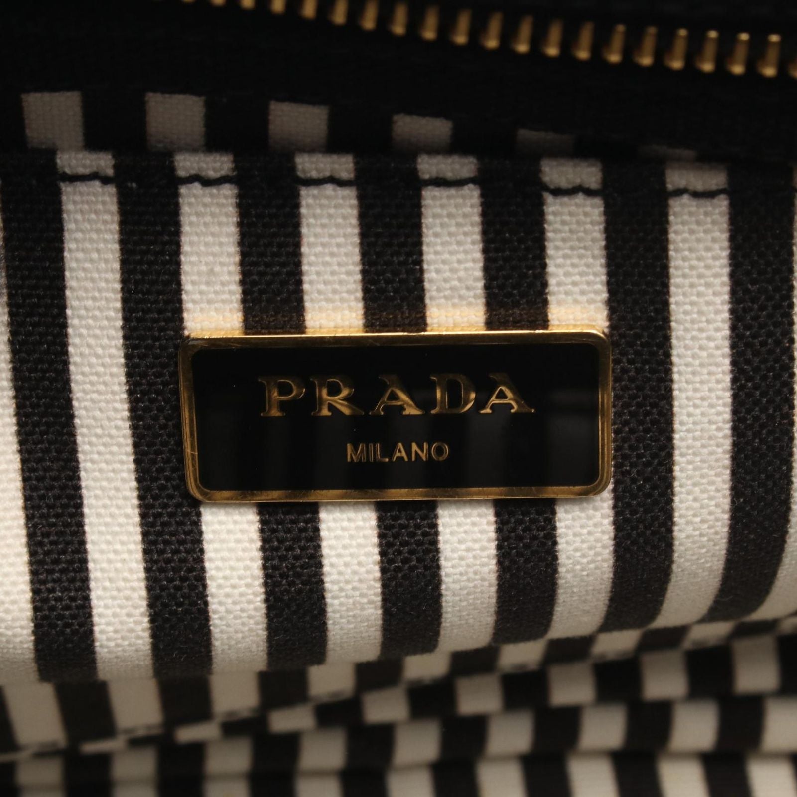 Prada Tote Bag Canapa 2-Way Black White Canvas Mini — view 4