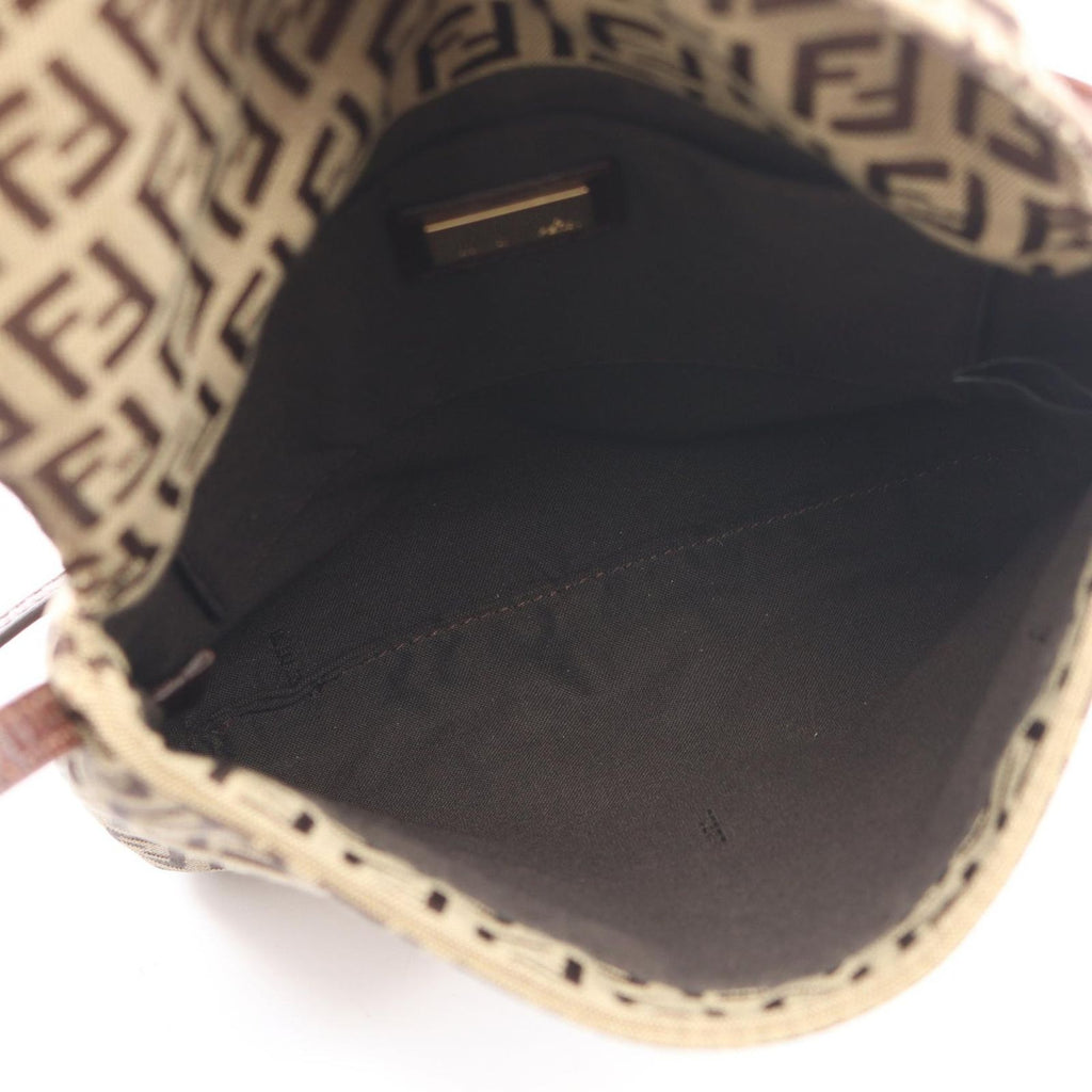 Fendi Shoulder Bag Zucchino Beige Brown Canvas Leather — view 3
